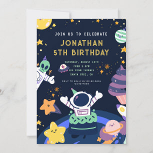 Invitación Astronauta planetas espacio niño cumpleaños