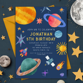 Invitación Astronauta planetas espacio niño cumpleaños