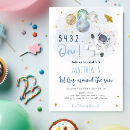 Invitación Astronauta Primer Viaje Alrededor Cumpleaños Sol