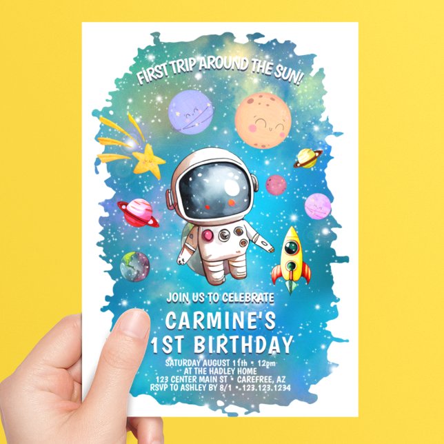 Invitación Astronauta Primer Viaje Alrededor del Sol Cumpleañ (Subido por el creador)