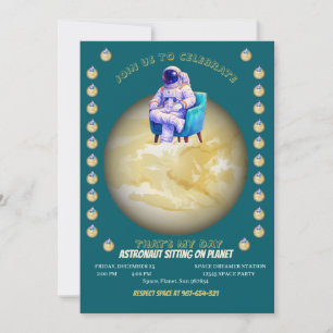 Invitación Astronauta Relajado Sentado en el Planeta