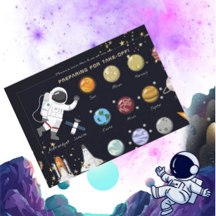 Invitación Astronauta Sistema Solar Niños Monograma Cumpleaño