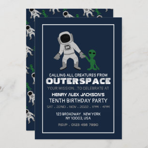 Invitación Astronauta y extranjera, cumpleaños