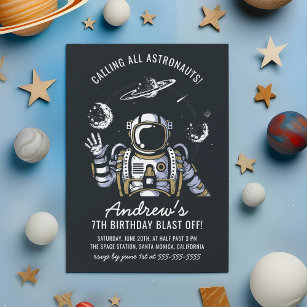 Invitación Astronauta y fiesta de cumpleaños de un niño