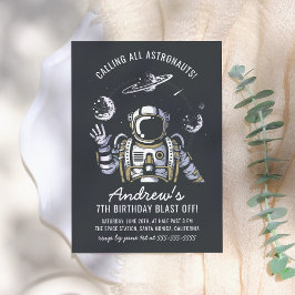 Invitación Astronauta y fiesta de cumpleaños de un niño
