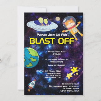 Invitación Astronautas animales alienígenas GALAXIA espacial