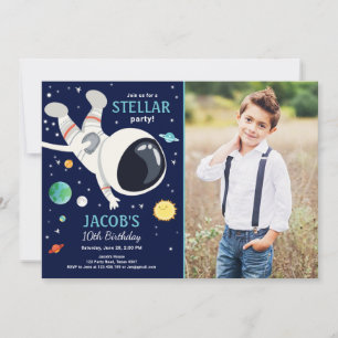 Invitación Astronautas del espacio exterior planetas Galaxy B