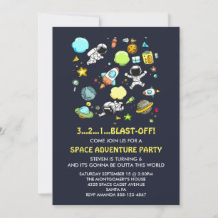 Invitación Astronautas del Espacio Exterior y Cumpleaños de N