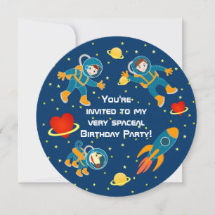 Invitación Astronautas infantiles adoran una fiesta de cumple