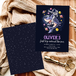 Invitación Astronautas montan un tiburón en el espacio con lo