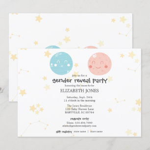Invitación Astronomía kawaii, bebé, Fiesta de revelación de g