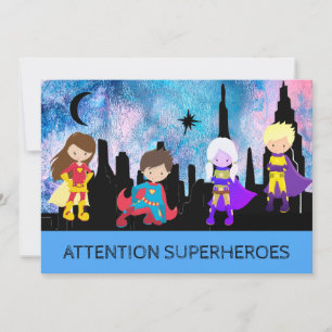 Invitación *~* Astuto y caprichoso SUPERHEROS Niños Fiesta de