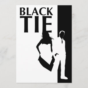 Invitación asunto de la corbata negra : siluetas de hombre y