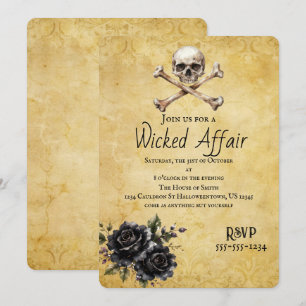Invitación Asunto Malvado Cráneo Gótico Fiesta de Halloween