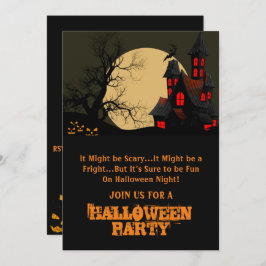 Invitación Asustada casa asustada y fiesta de Halloween de lu