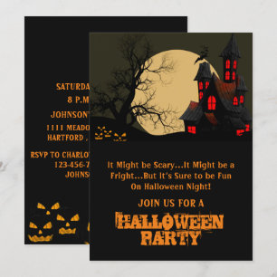 Invitación Asustada casa asustada y fiesta de Halloween de lu