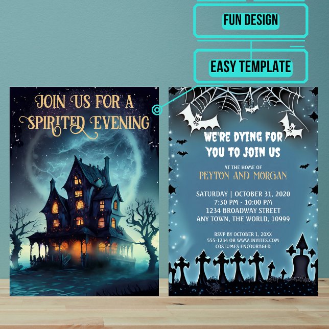 Invitación Asustada fiesta de Halloween en la casa (Use these awesome invitations to get your guest in the mood right away. )