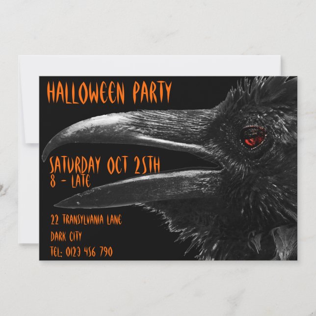 invitación asustadiza de Halloween del cuervo (Anverso)