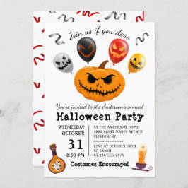 Invitación Asustado calabaza Monstruo de globo Halloween