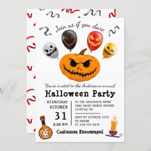 Invitación Asustado calabaza Monstruo de globo Halloween