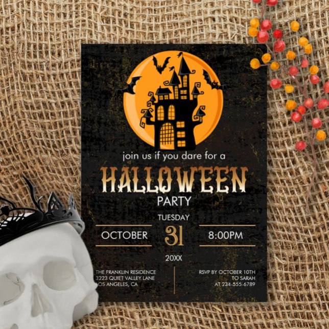 Invitación Asustado Castillo Volador Batea Fiesta Halloween (Subido por el creador)