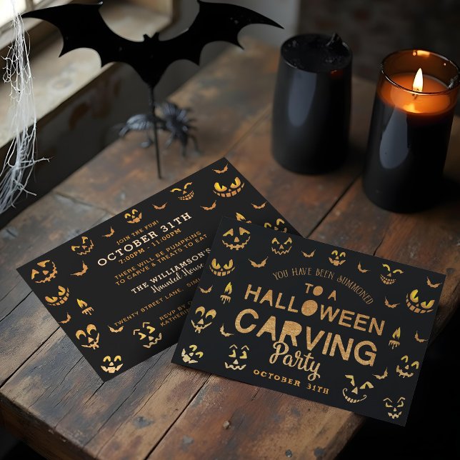 Invitación Asustado Jack O Lantern Calabaza Halloween talland (Scary Jack O Lantern Pumpkin Halloween Carving Invitation)