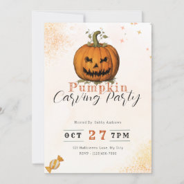 Invitación Asustado Jack-O' Naranja Lantern Fiesta de calabaz