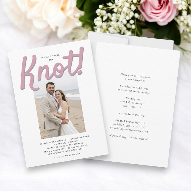 Invitación Atado el nudo / recepción moderna de boda elopada (Subido por el creador)