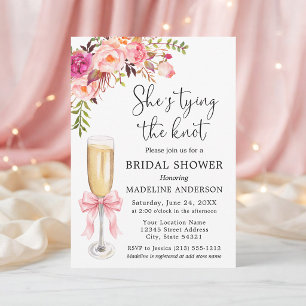 Invitación Atando el Nudo Arco Rosado Rosas Floral Ducha de N
