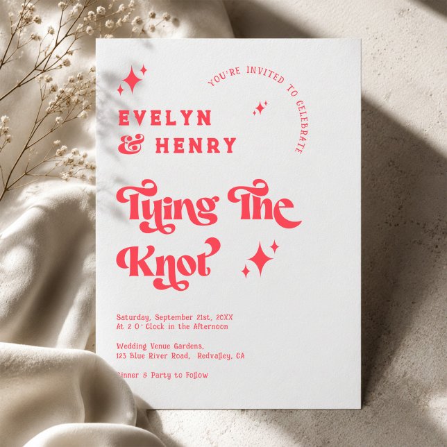 Invitación Atando el nudo Modern Retro Script Boda (Subido por el creador)