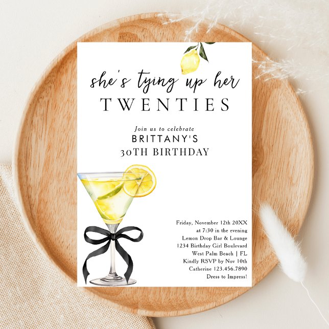 Invitación Atando mis 20 en Lemon Drop Martini Cumpleaños 30 (Subido por el creador)