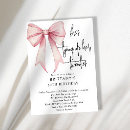 Invitación Atando mis 20 Pink Coquette Bow 30 cumpleaños