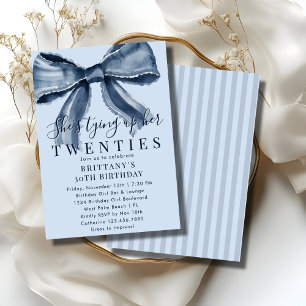 Invitación Atando mis 20s Lazo Coquette Azul Cumpleaños 30