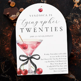 Invitación Atando mis Veinteañera Martini de Cereza Cumpleaño