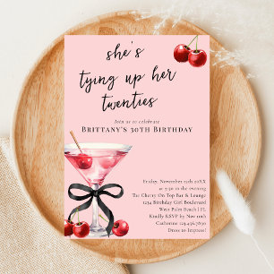 Invitación Atando mis Veinteañera Martini de Cereza Cumpleaño