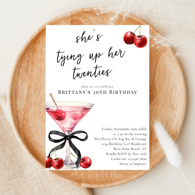 Invitación Atando mis Veinteañeros Cherry Martini Cumpleaños  (Subido por el creador)