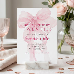 Invitación Atando su lazo rosa de los 20 a sus 30 años Cumple