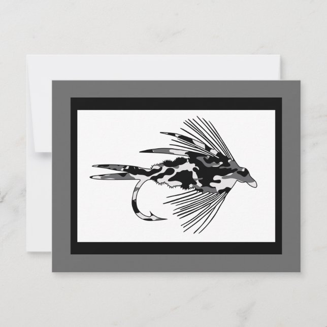 Invitación Ataque de pesca con mosca de Camo Negro (Anverso)