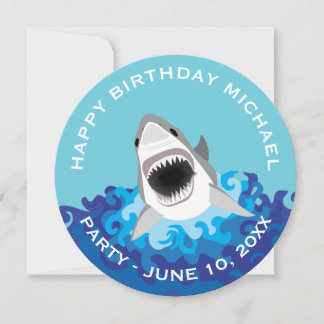 Invitación Ataque de tiburones: Fiesta de cumpleaños en la pl