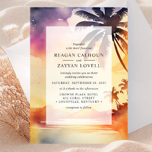 Invitación Atardecer de Acuarela Nupcial en Whispering Palms