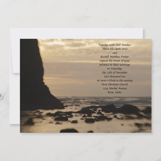 Invitación Atardecer en la boda de la playa (Anverso)
