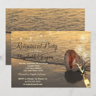 Invitación Atardecer en la Playa, Concha de Mar, Globos, Vino
