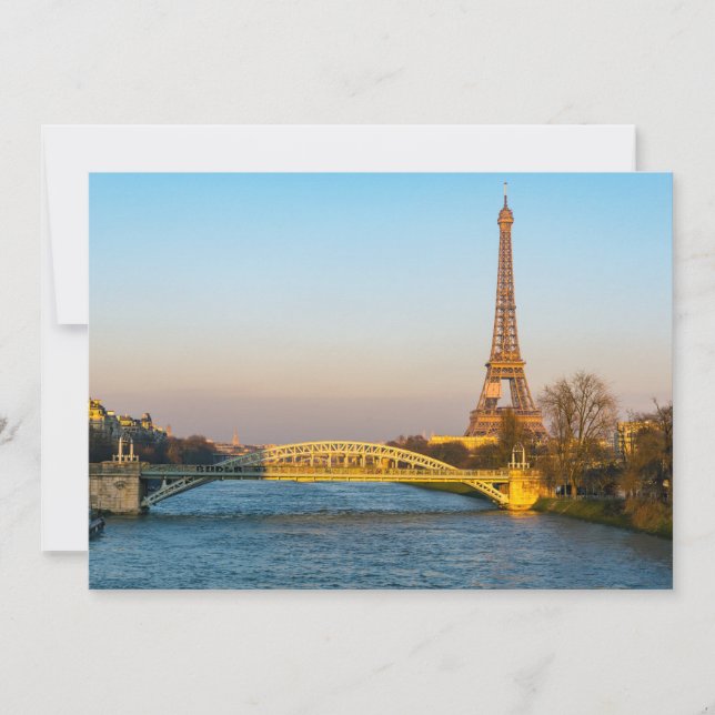 Invitación Atardecer en la torre Eiffel y Pont Rouelle - Parí (Anverso)