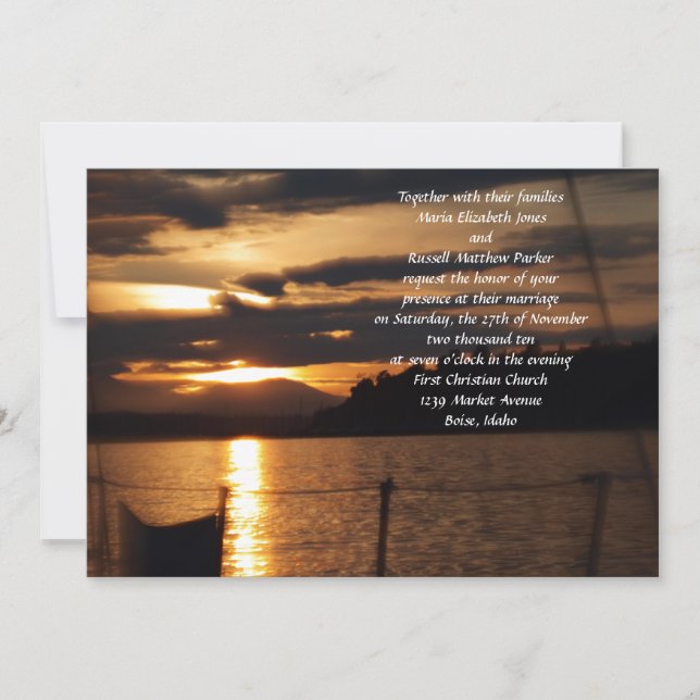 Invitación Atardecer en un Boda de velero (Anverso)