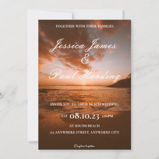 Invitación Atardecer nocturno de playa en el Boda Horizon