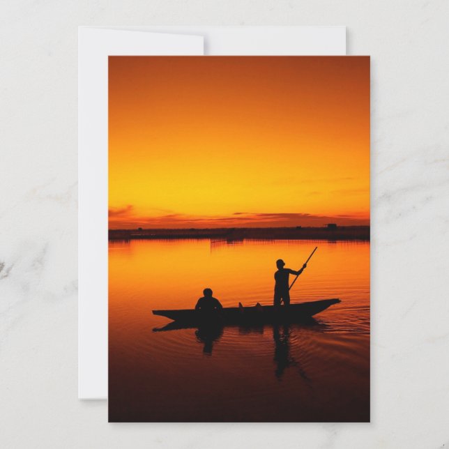 Invitación Atardecer, Silueta de Barco Remolino-16497 (Anverso)