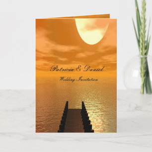 Invitación Atardecer sobre un Boda del muelle