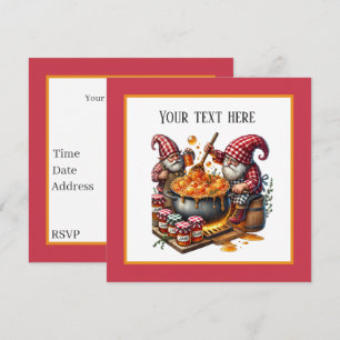 Invitación Atasco de corte haciendo fiesta gnome