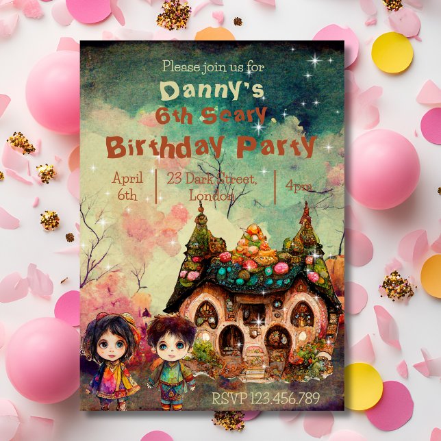 Invitación Aterrador cumpleaños de Gingerbread House (Subido por el creador)