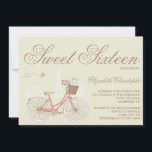 Invitación Aterrador en una bicicleta rosa dulce dieciséis in<br><div class="desc">Aterrador sobre una bicicleta rosa dulce Dieciséis Ilustraciones de invitación de una bicicleta rosa vintage con un suelo blanco y un telón de fondo parisino. Esta encantadora y caprichosa invitación será perfecta para fiestas de la época y de la temática de París.</div>